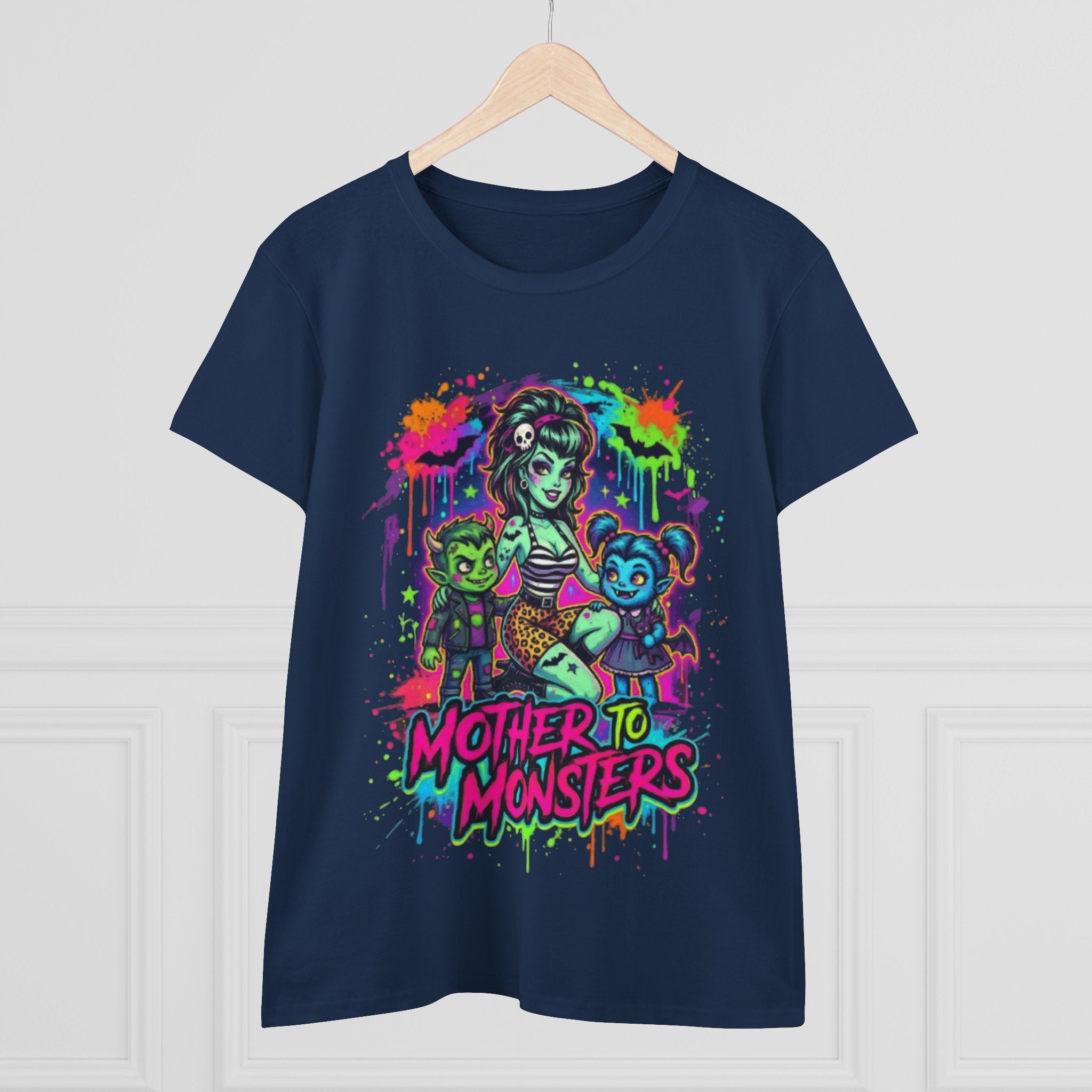 Mother to Monsters Tee — Neon Retro Mom & Kids Halloween Shirt