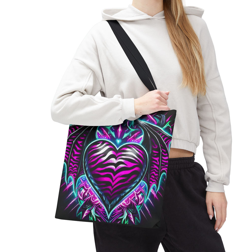 Neon Dragon Heart Tote Bag
