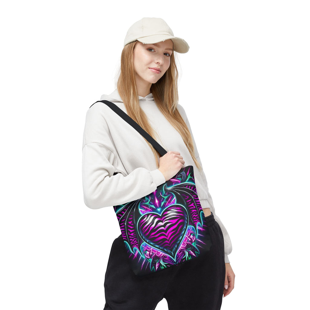 Neon Dragon Heart Tote Bag