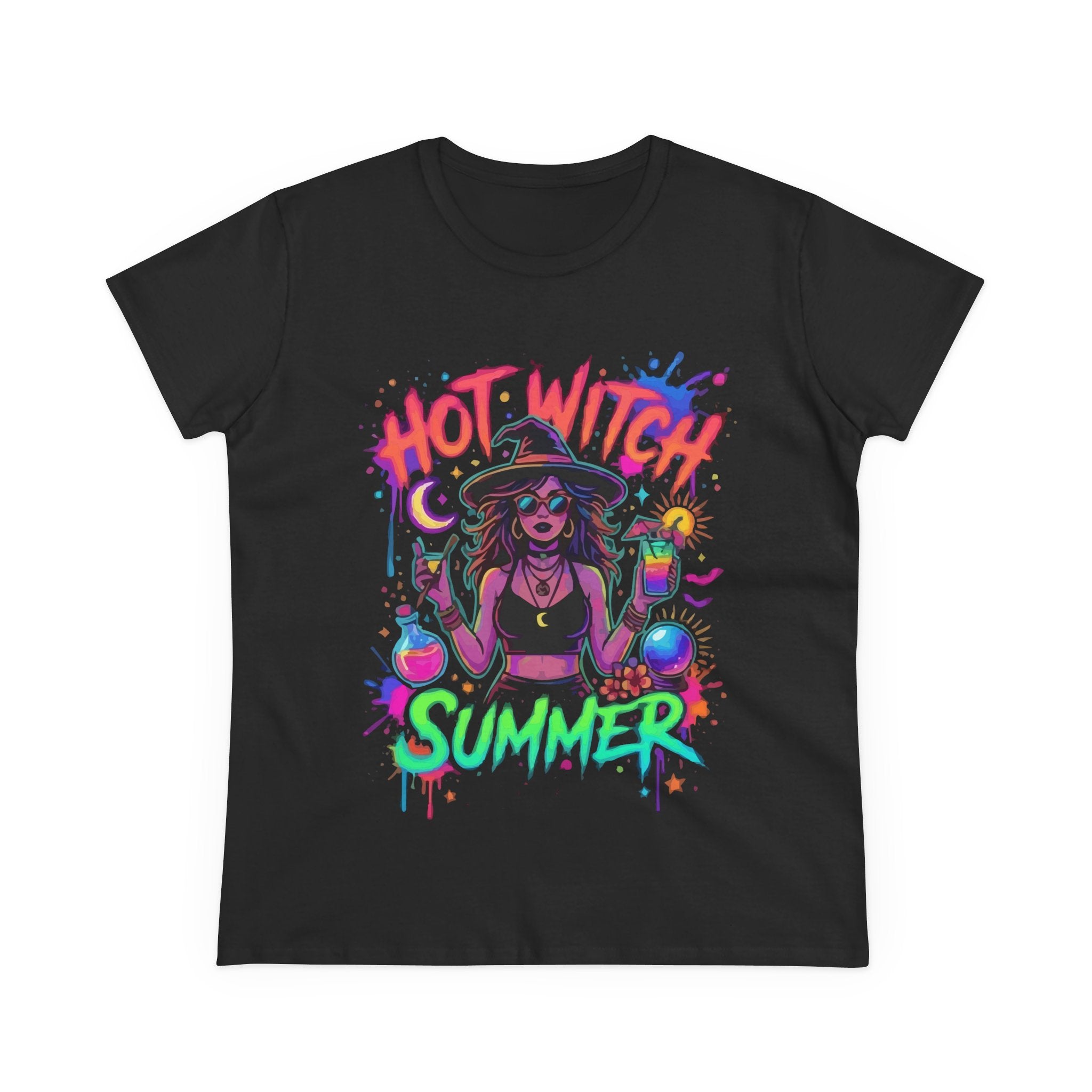 Witch Summer T‑Shirt — "Hot Witch Summer" Neon Graphic Tee for Women