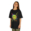 Kids Tee — Neon Drip Smiley Face Paint Splash