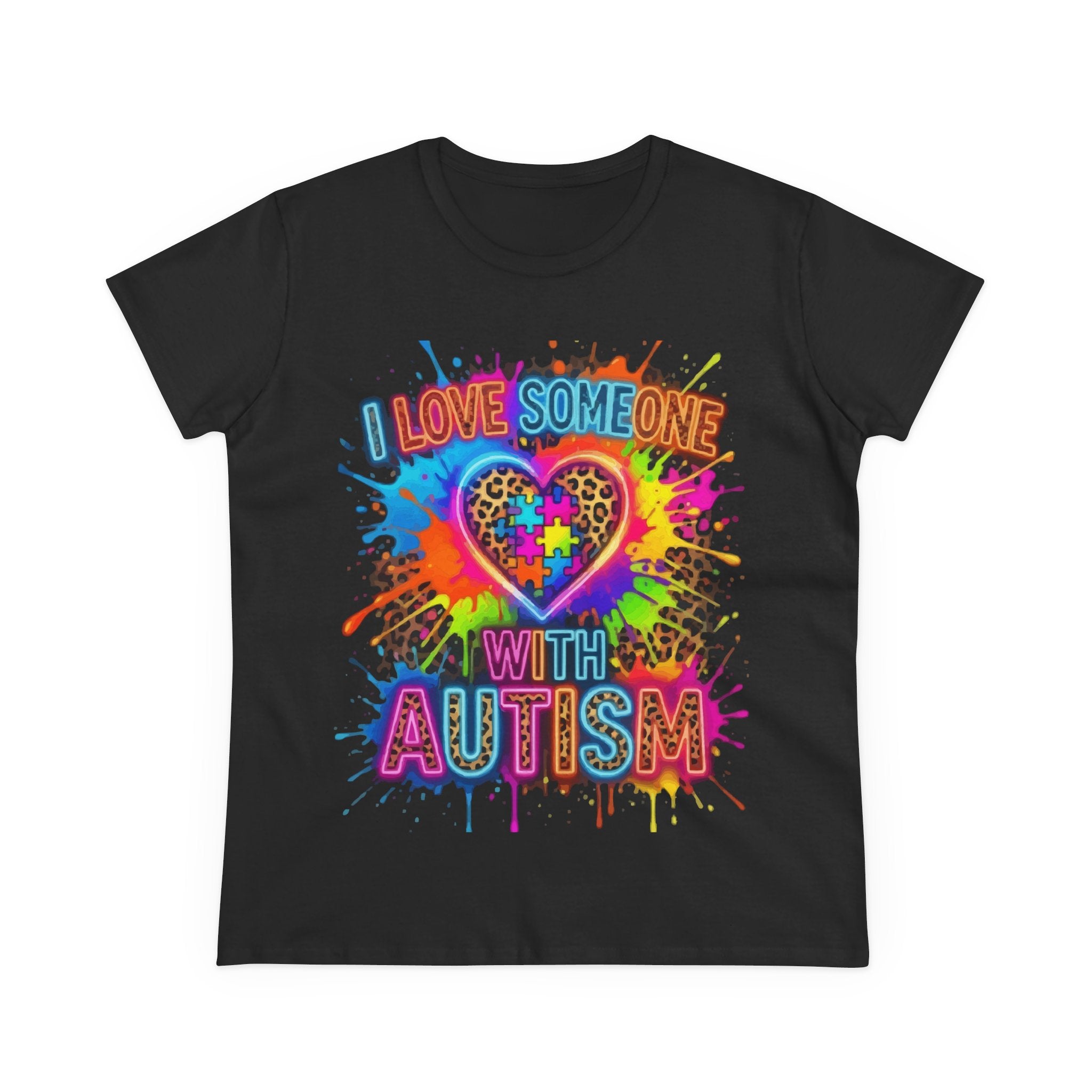 I Love Someone With Autism Tee - Colorful Puzzle Heart Autism Awareness T-Shirt