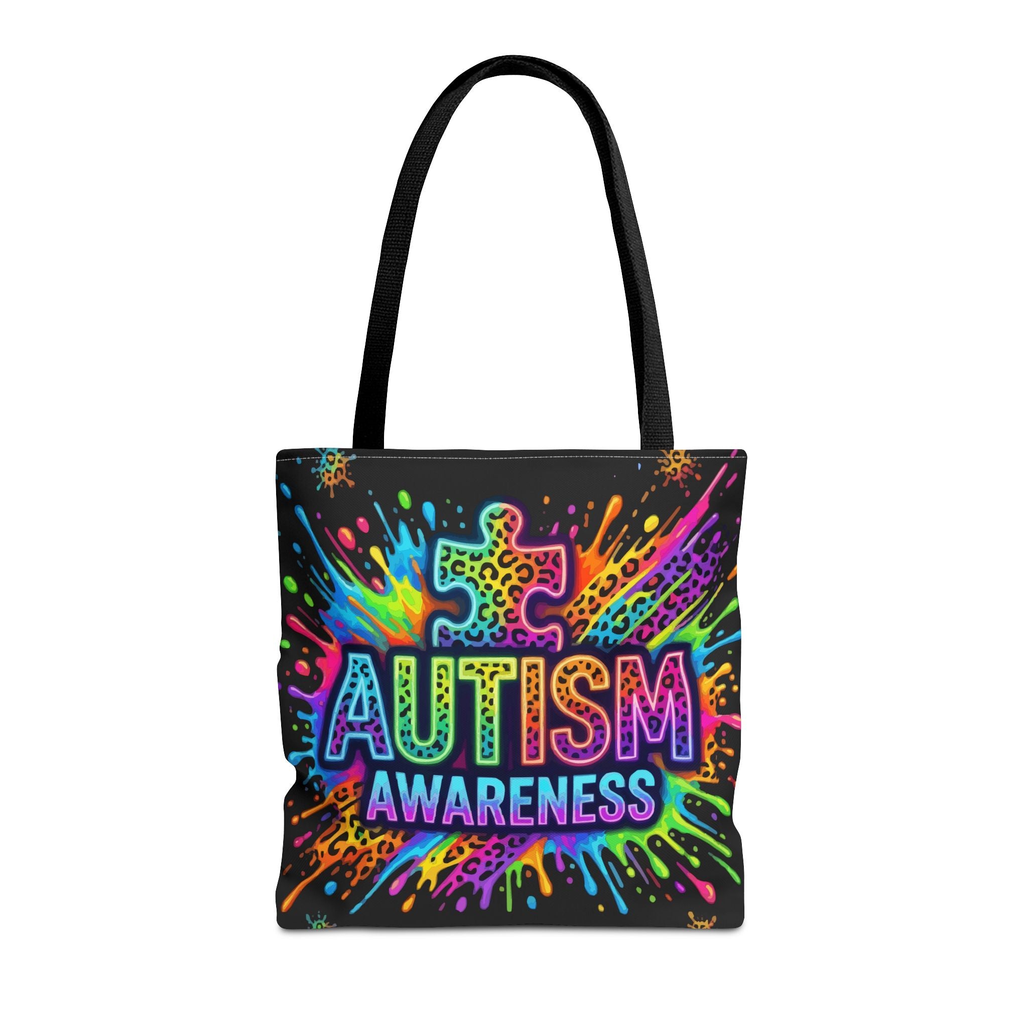 Autism Awareness Tote Bag — Colorful Puzzle Splash Eco Shopper