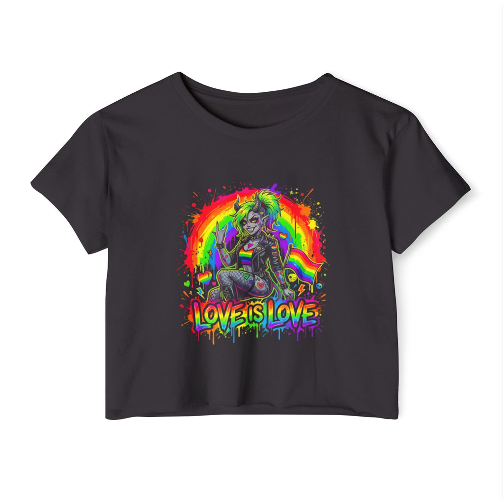 Pride Festival Crop Top — Rainbow "Love Is Love" Graphic