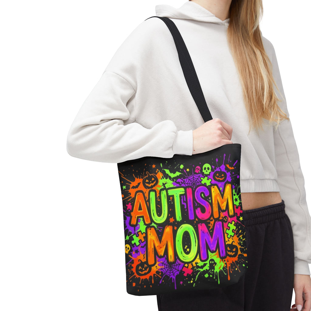 Autism Mom Tote Bag — Colorful Neon Halloween Awareness Shopper