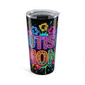 Autism Mom 20oz Travel Tumbler — Neon Puzzle Piece Support Cup