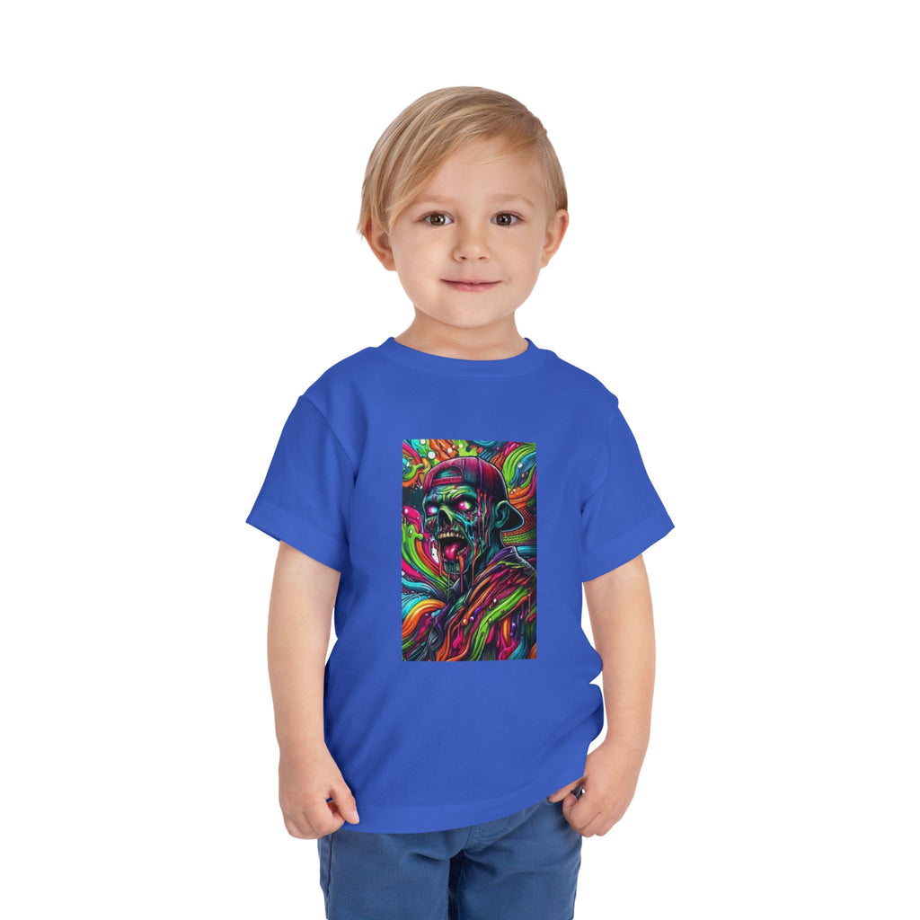 Toddler Tee — Psychedelic Zombie Skull Graphic Kids Shirt
