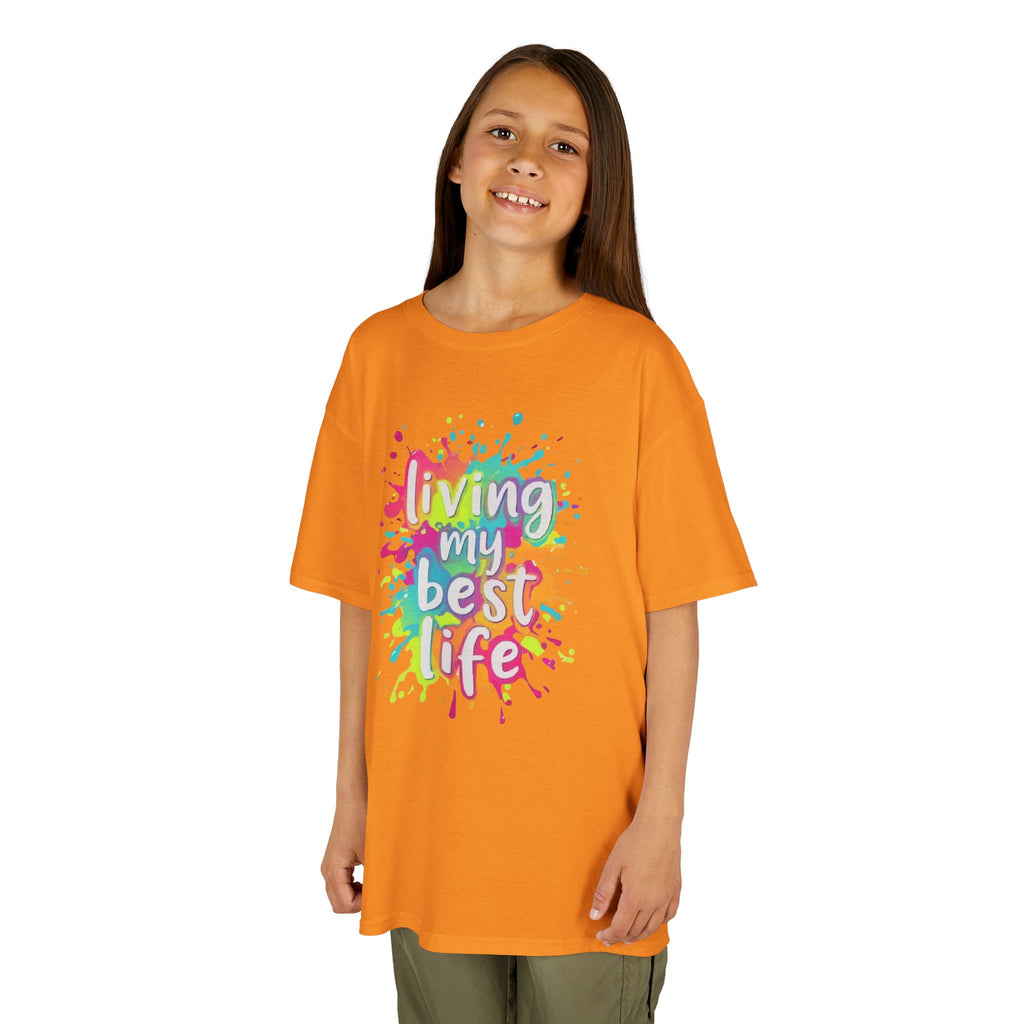 Kids T‑Shirt — "Living My Best Life" Colorful Paint Splash Tee