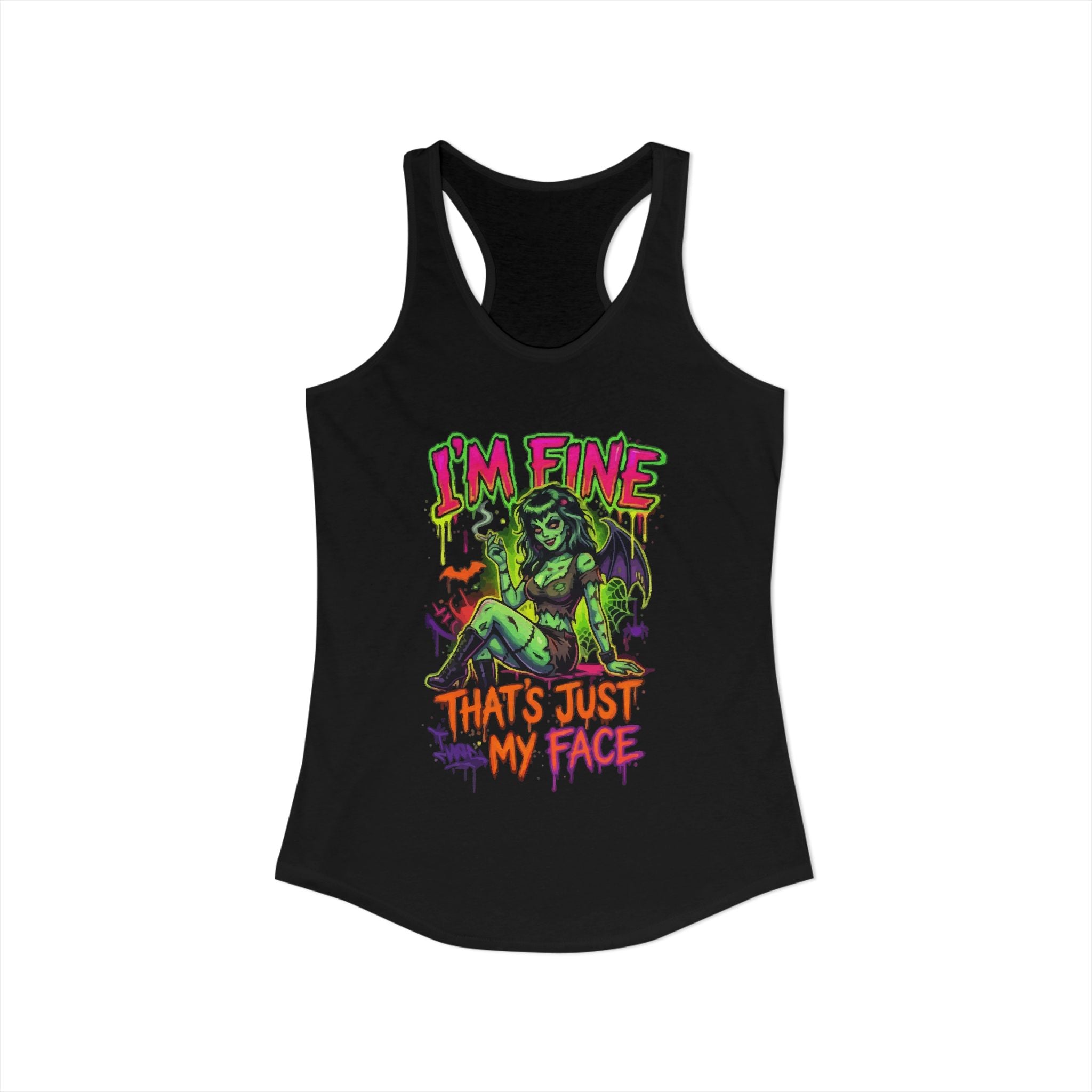 I'm Fine That's Just My Face Ghoul Racerback Tank — Women's Halloween Tank