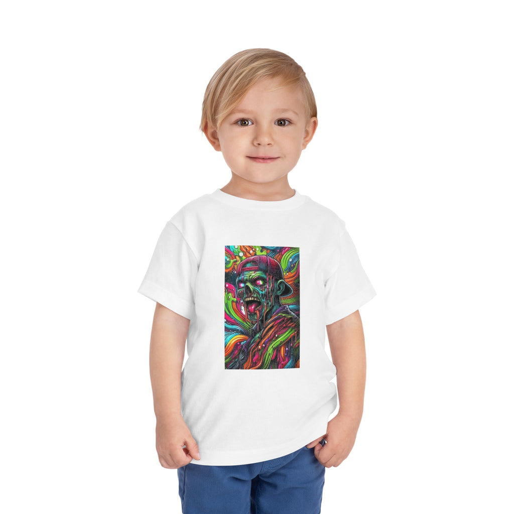 Toddler Tee — Psychedelic Zombie Skull Graphic Kids Shirt