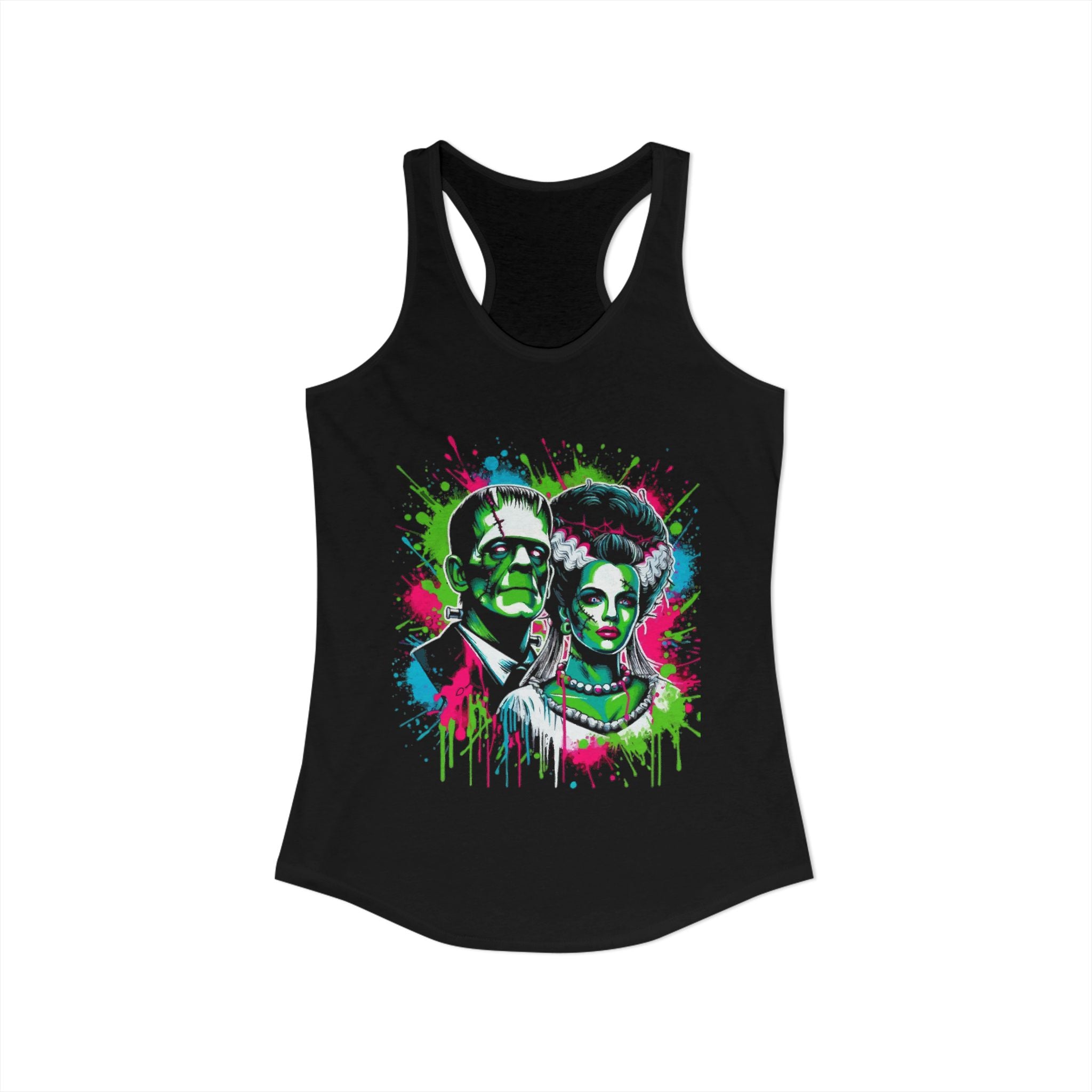 Neon Frankenstein & Bride Women's Racerback Tank