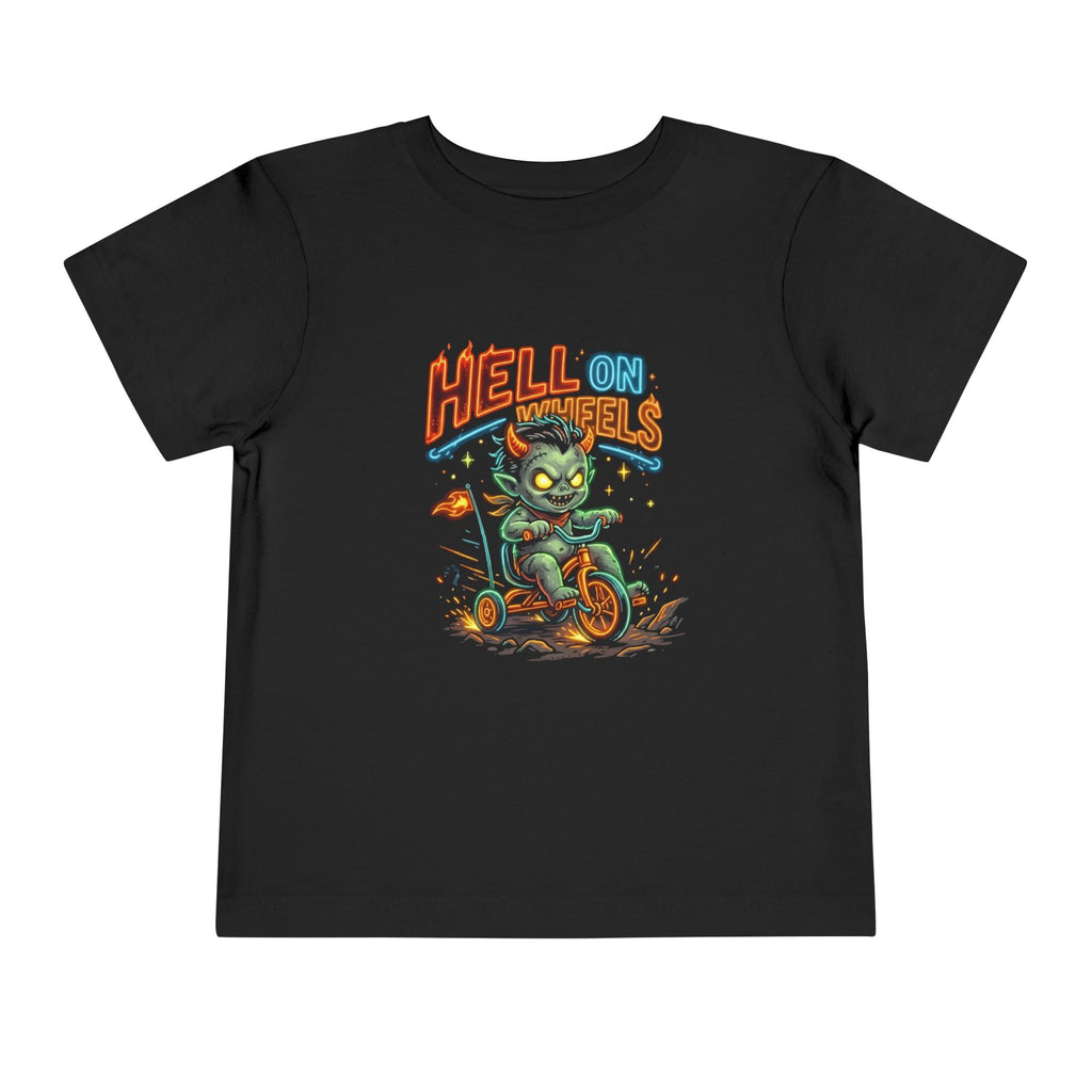 Toddler Tee — "Hell on Wheels" Cute Monster Trike Graphic