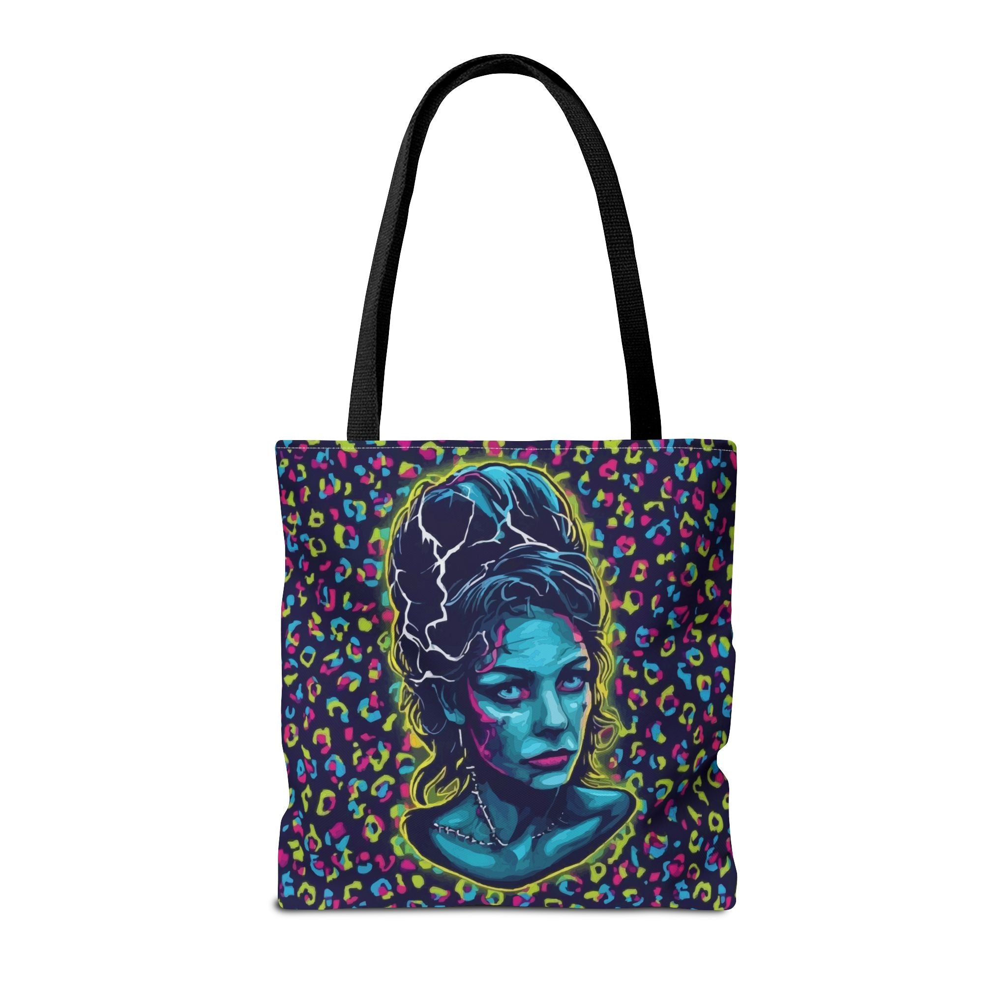 Neon Bride of Frankenstein Tote Bag - Retro Pop Art All-Over Print