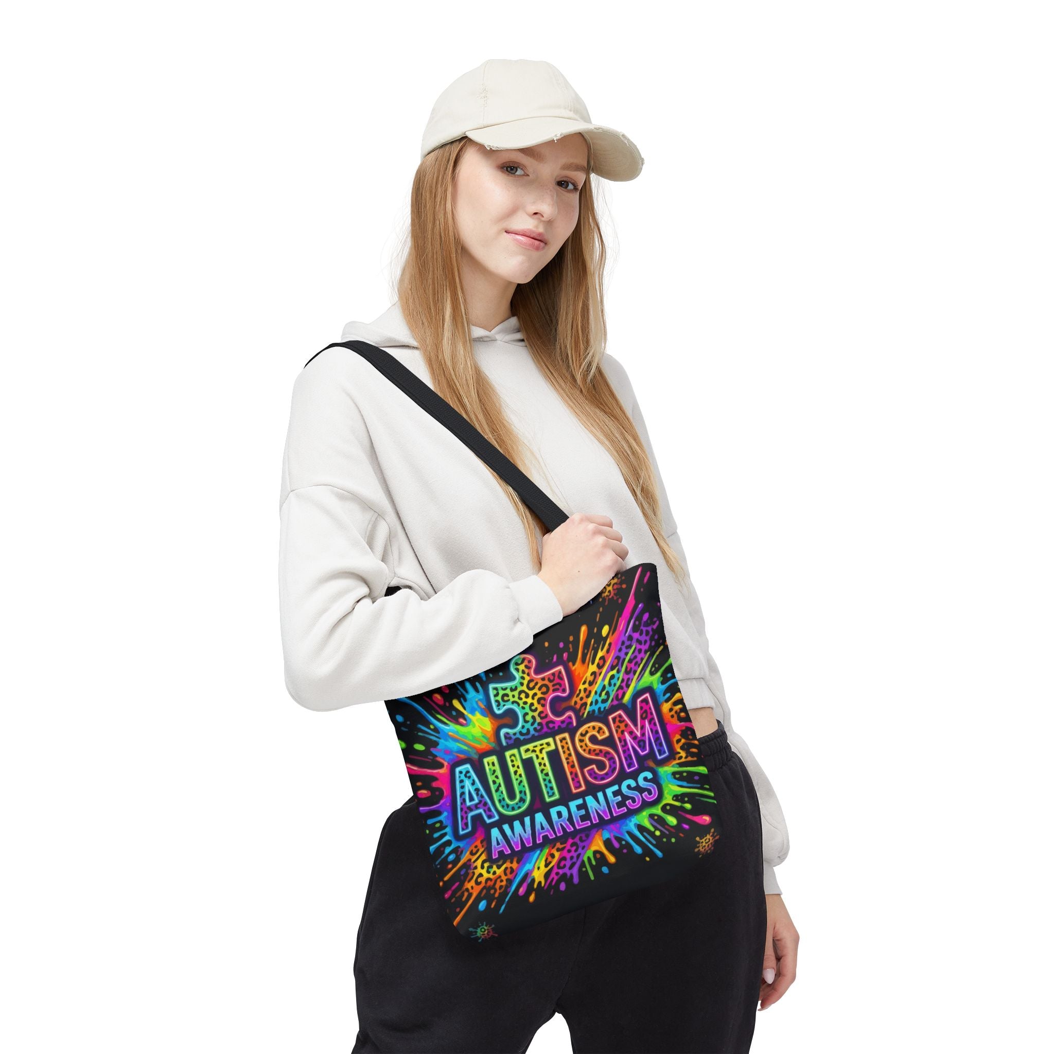 Autism Awareness Tote Bag — Colorful Puzzle Splash Eco Shopper