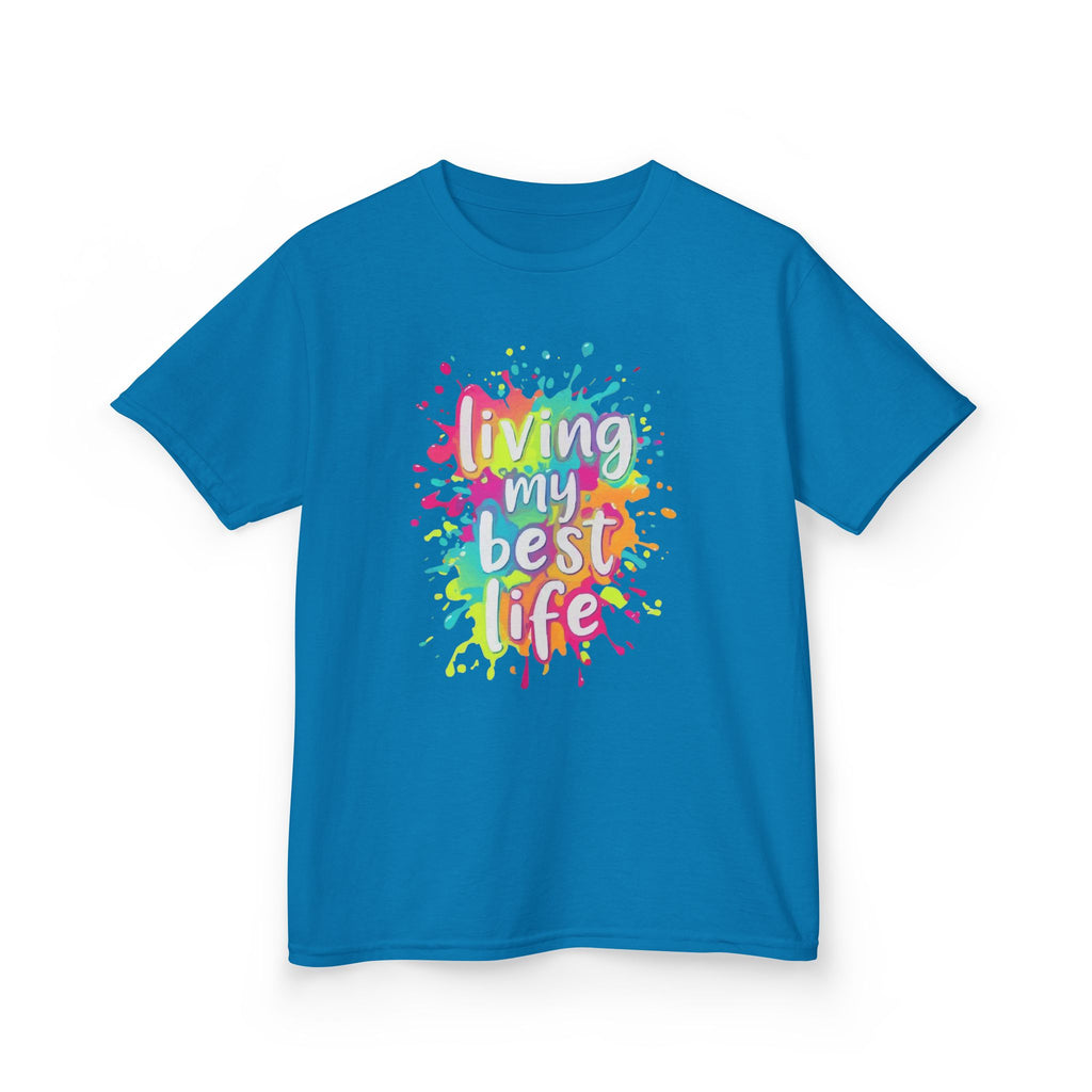 Kids T‑Shirt — "Living My Best Life" Colorful Paint Splash Tee