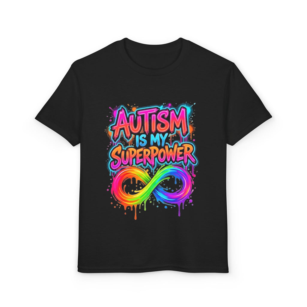 Autism Is My Superpower Youth T‑Shirt — Rainbow Infinity Kids Tee for Autism Awareness