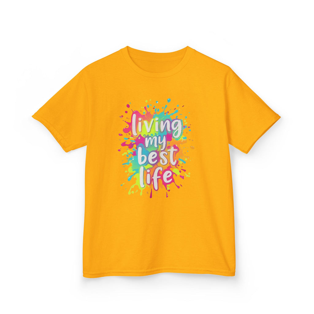 Kids T‑Shirt — "Living My Best Life" Colorful Paint Splash Tee