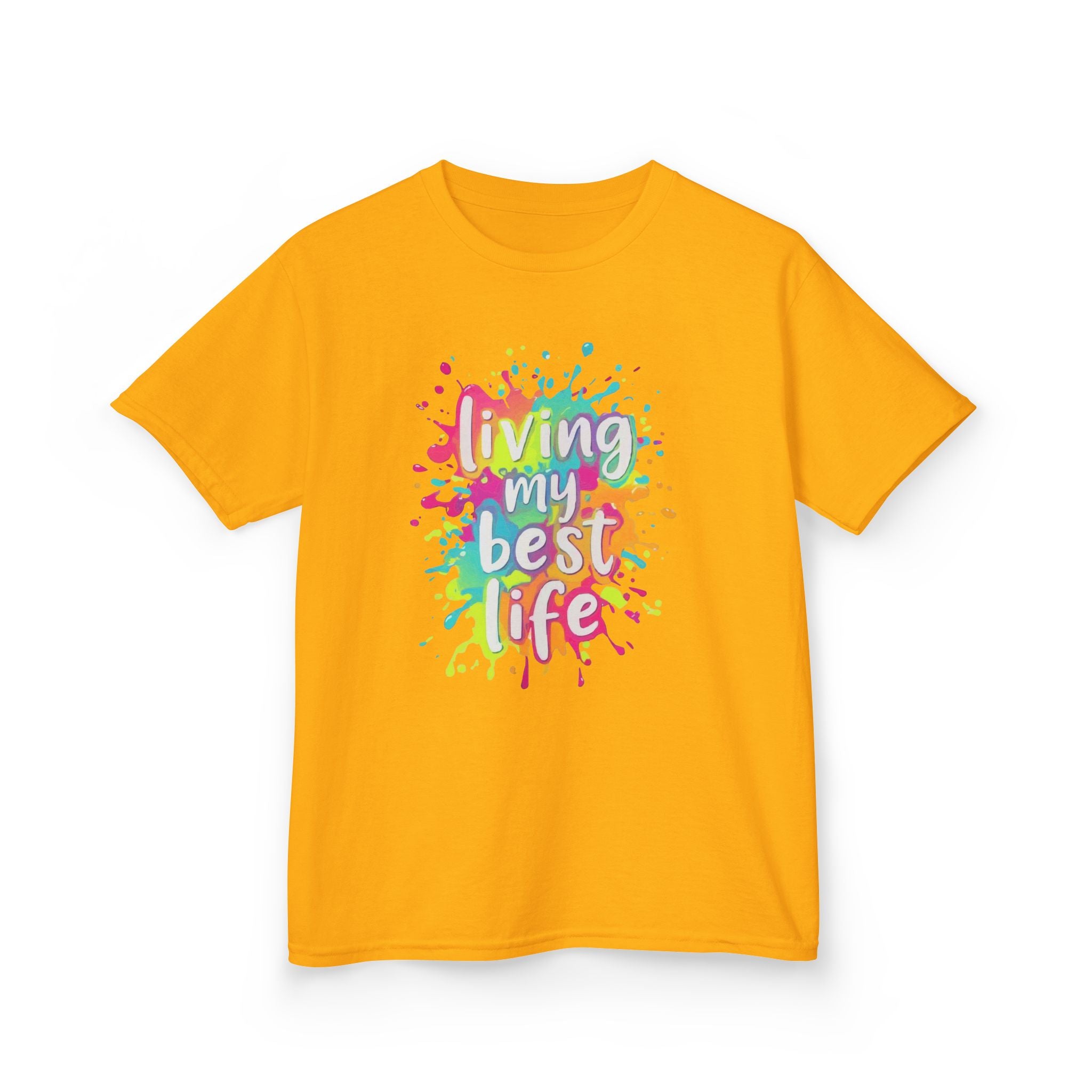 Kids T‑Shirt — "Living My Best Life" Colorful Paint Splash Tee