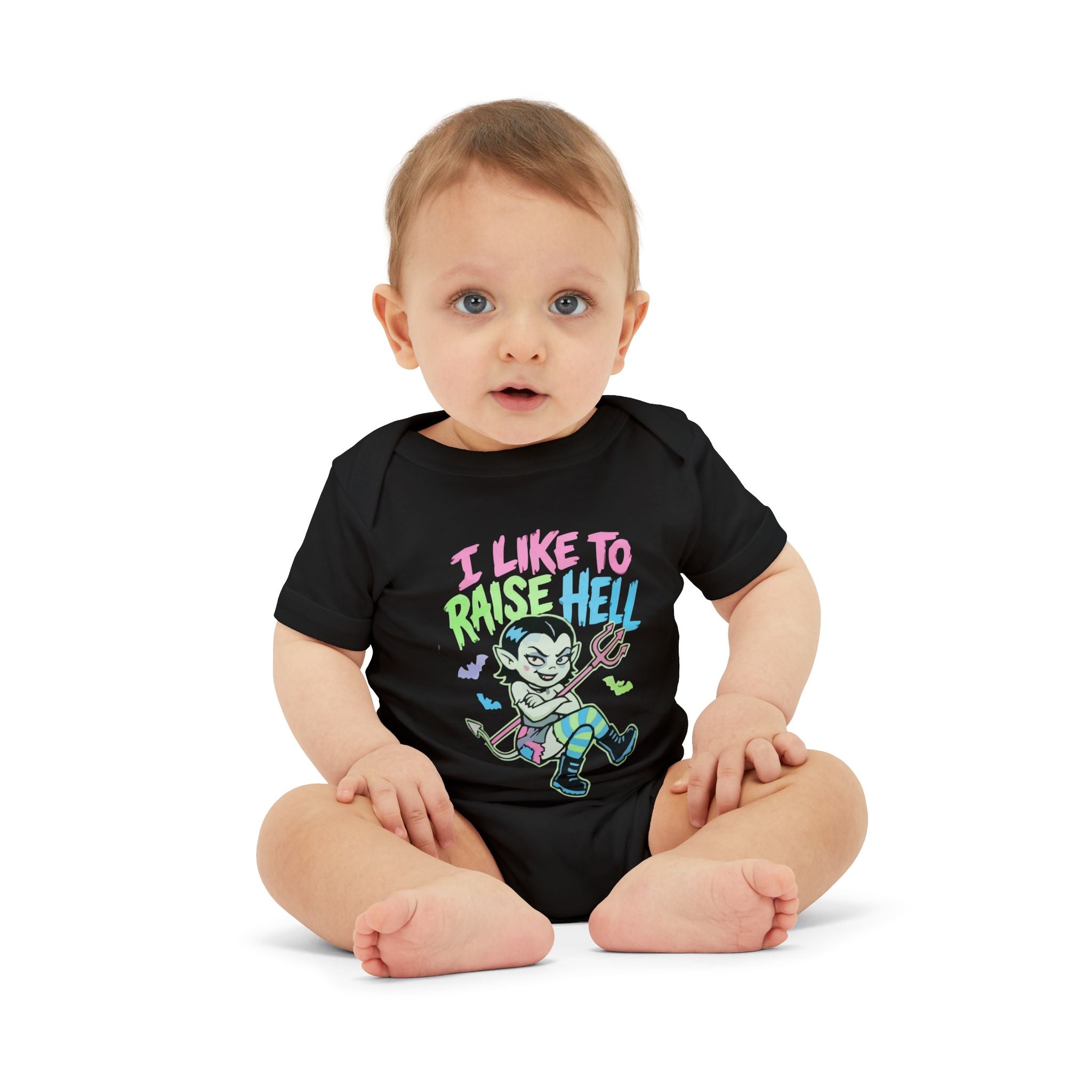 I Like to Raise Hell Baby Onesie — Cute Baby Demon Graphic Infant Bodysuit