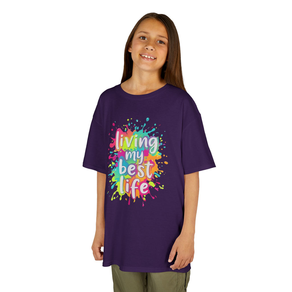 Kids T‑Shirt — "Living My Best Life" Colorful Paint Splash Tee