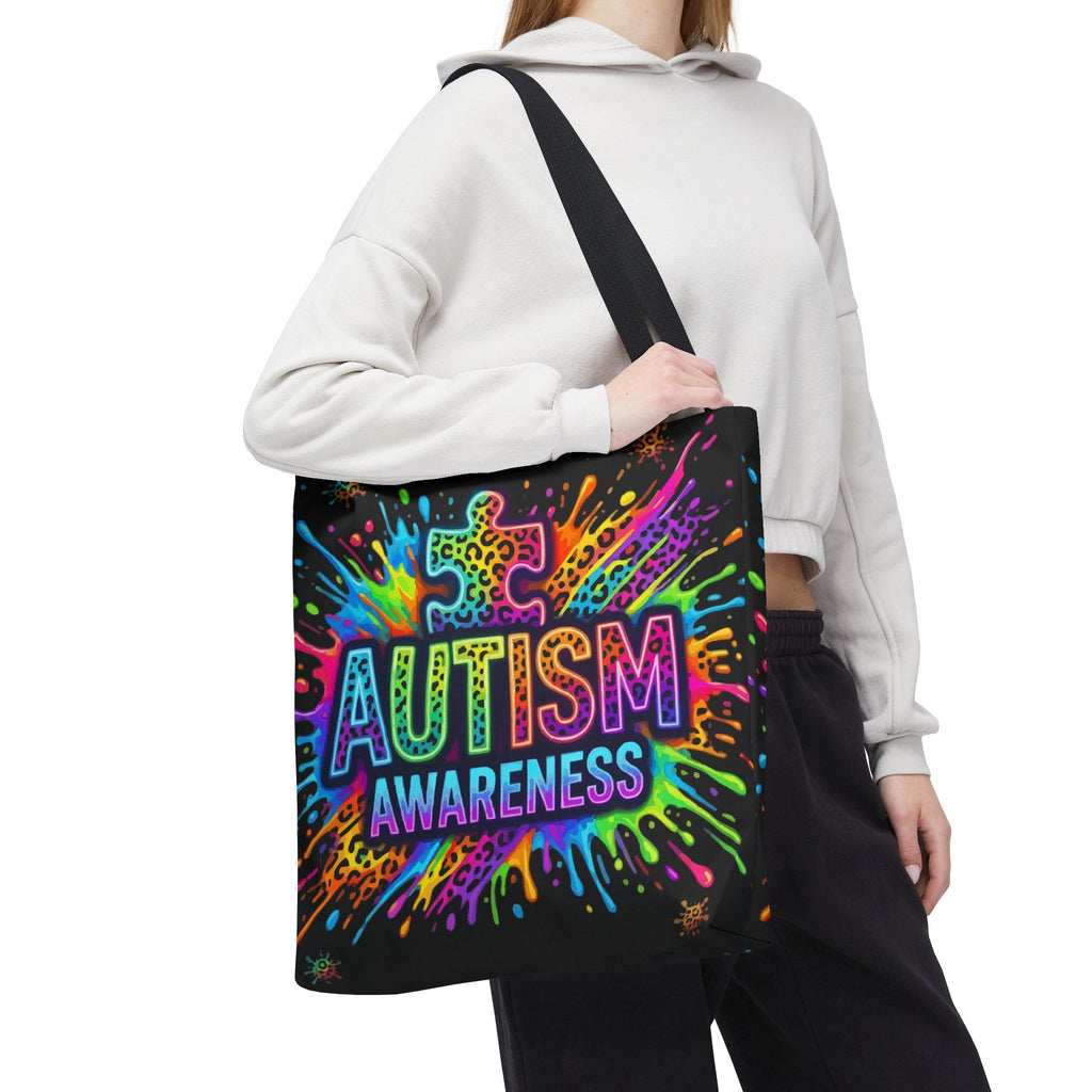 Autism Awareness Tote Bag — Colorful Puzzle Splash Eco Shopper