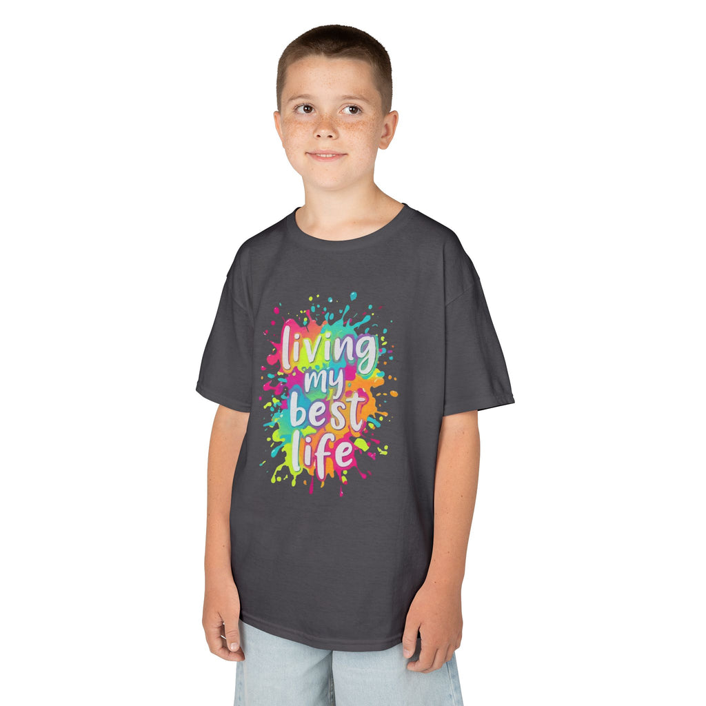 Kids T‑Shirt — "Living My Best Life" Colorful Paint Splash Tee