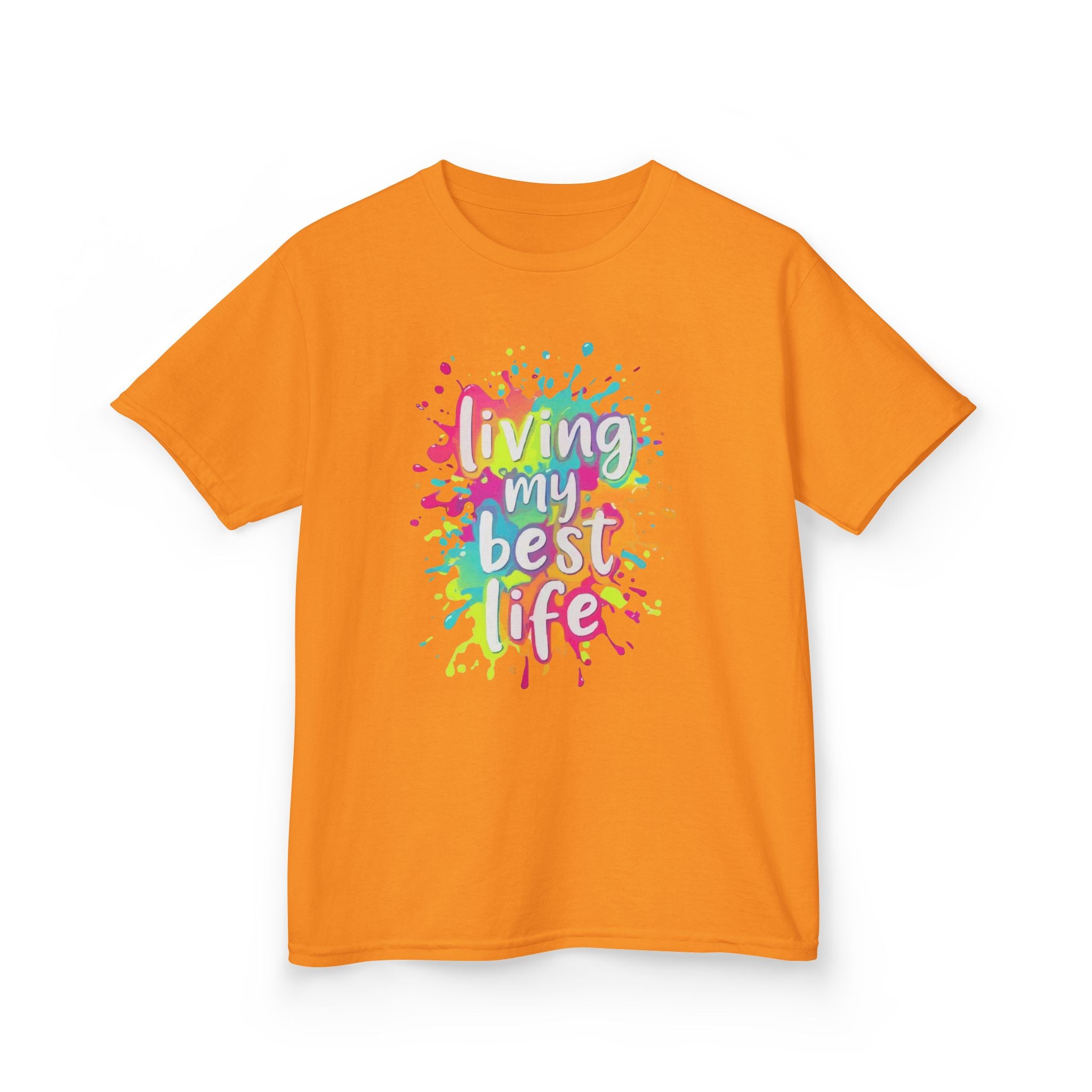 Kids T‑Shirt — "Living My Best Life" Colorful Paint Splash Tee