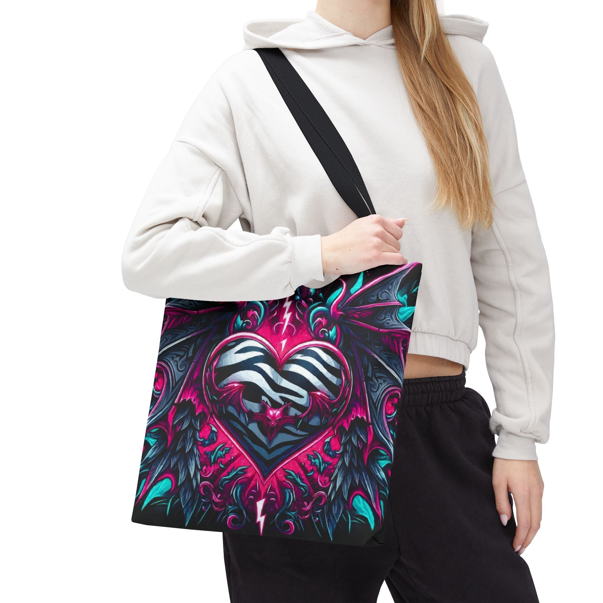Gothic Neon Heart Tote
