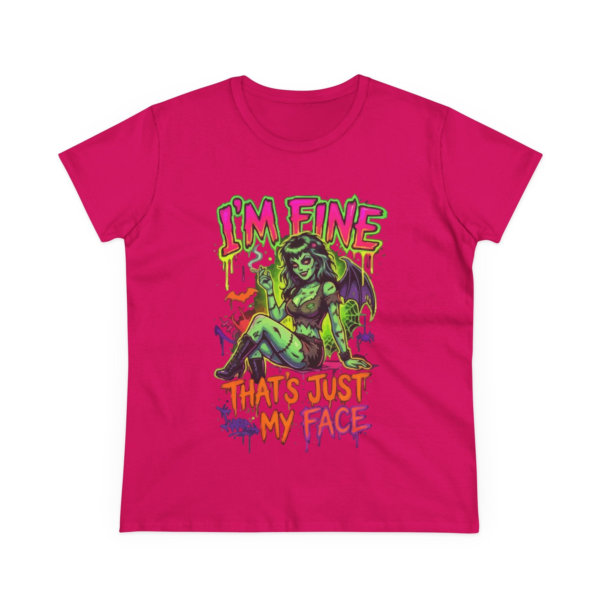 I'm Fine That's Just My Face Tee — Women's Horror Graphic T-Shirt