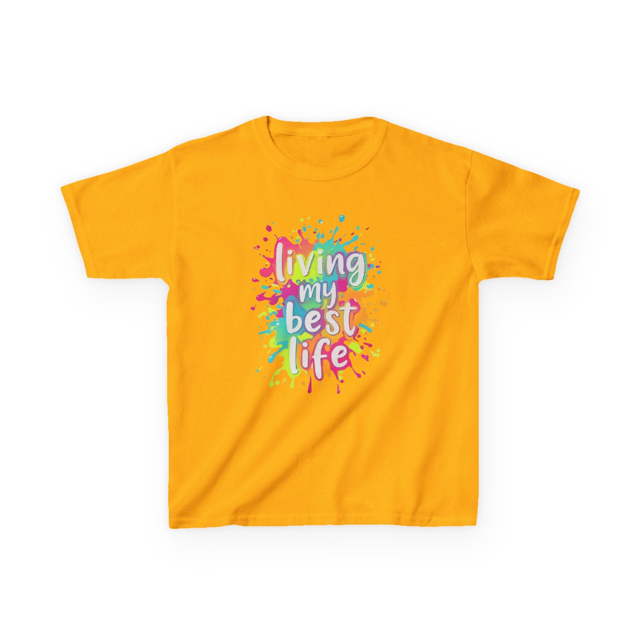 Kids T‑Shirt — "Living My Best Life" Colorful Paint Splash Tee