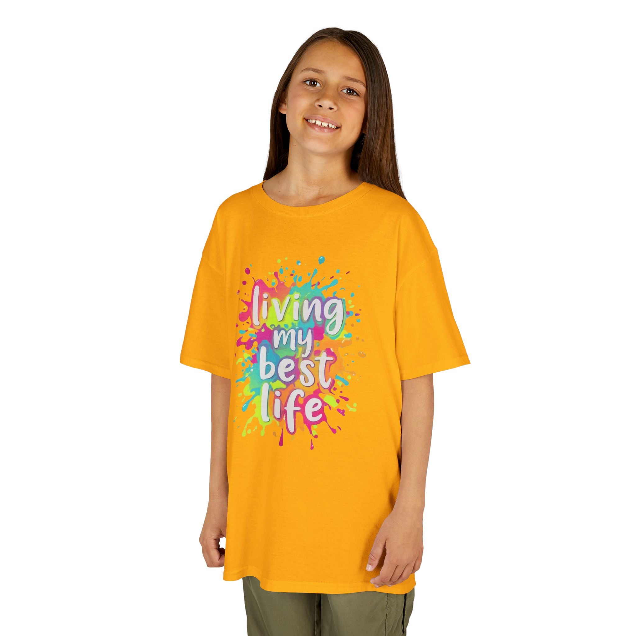 Kids T‑Shirt — "Living My Best Life" Colorful Paint Splash Tee