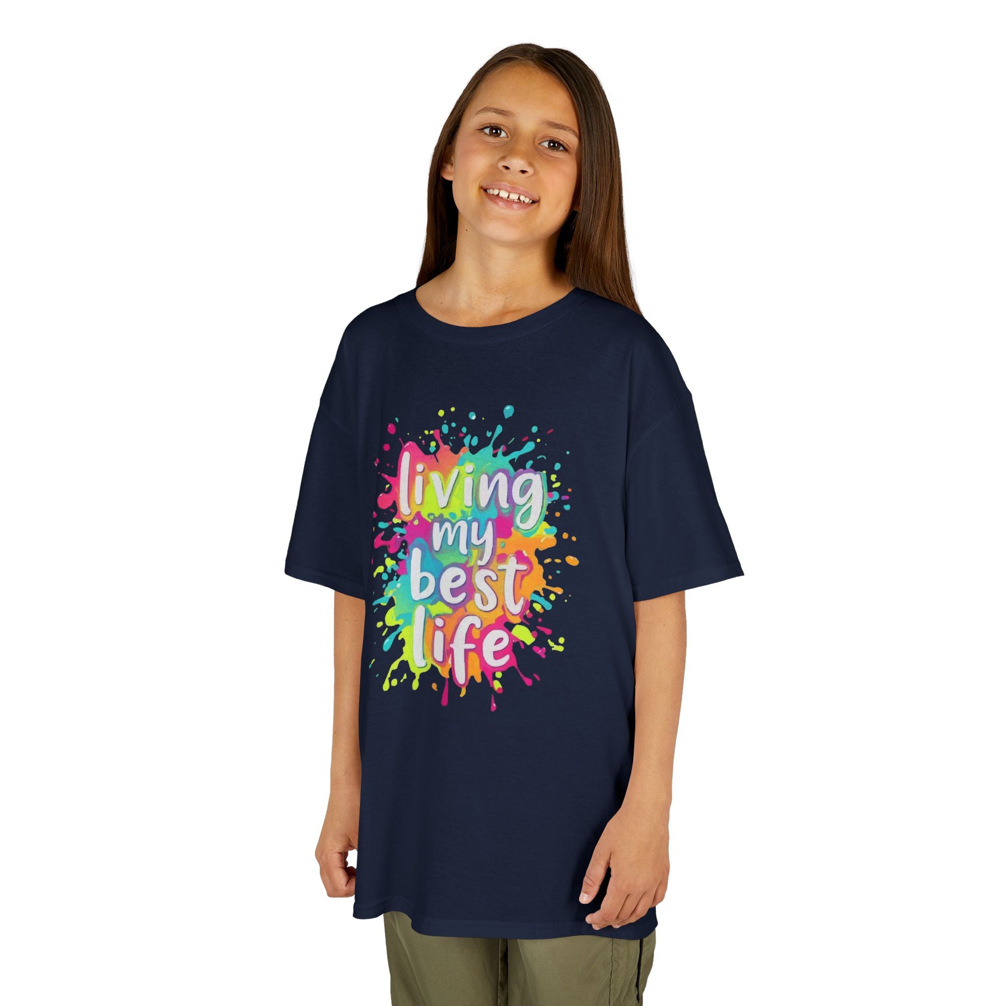 Kids T‑Shirt — "Living My Best Life" Colorful Paint Splash Tee