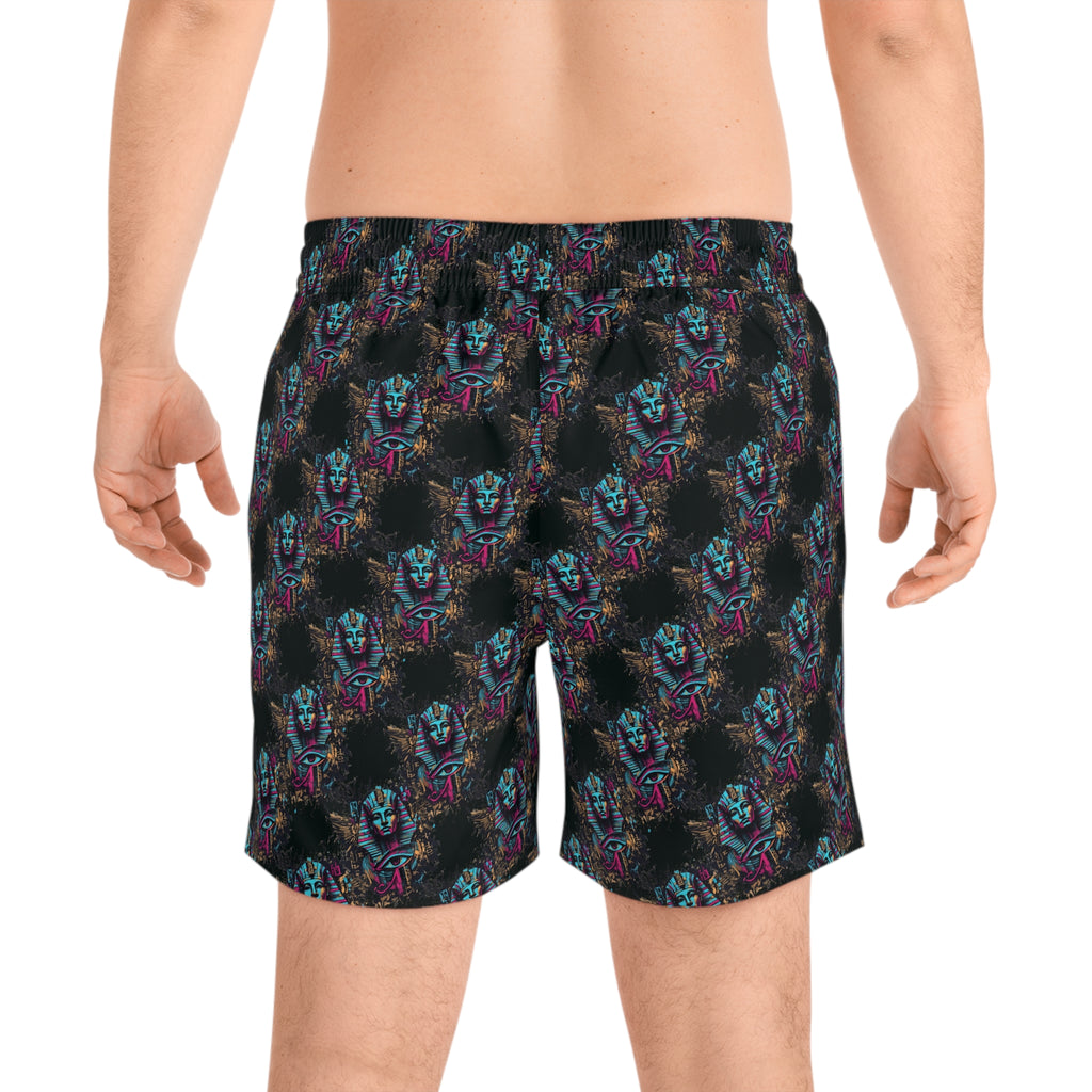 Egyptian Street Art Swim Shorts — Neon Pharaoh AOP