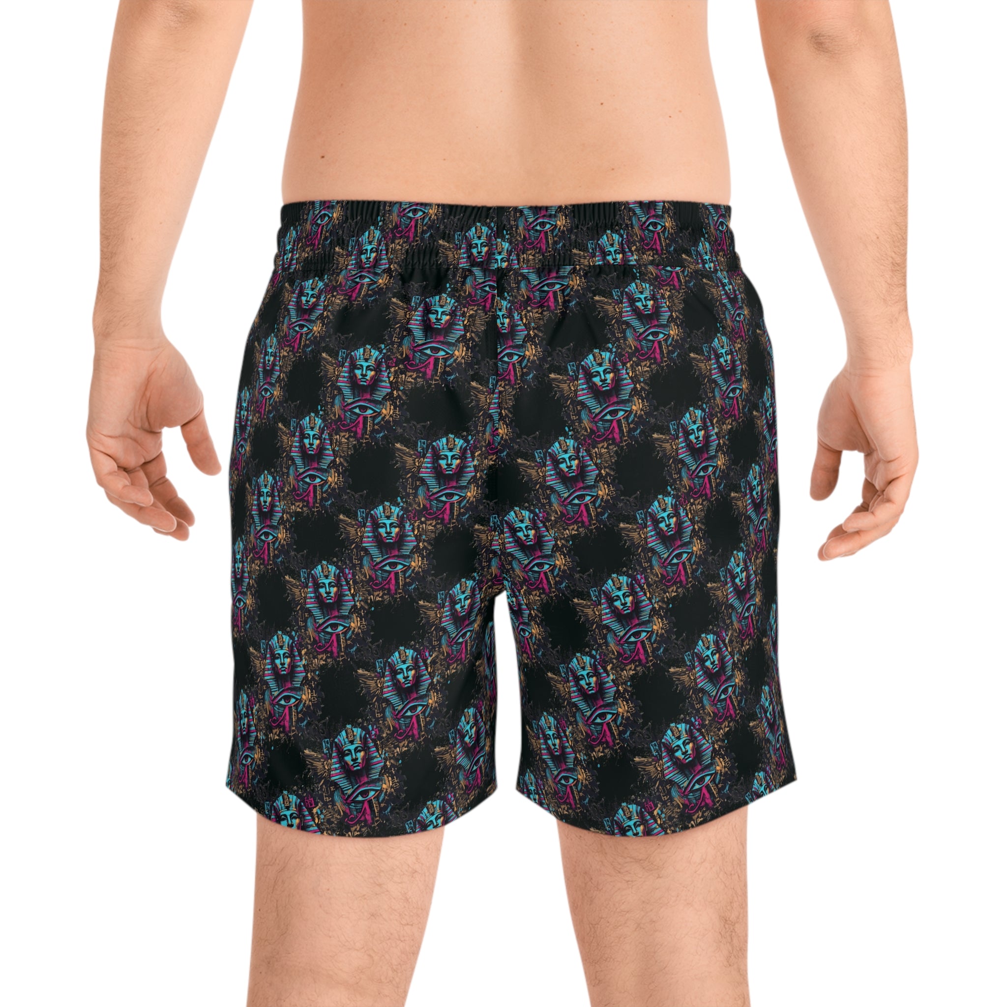 Egyptian Street Art Swim Shorts — Neon Pharaoh AOP