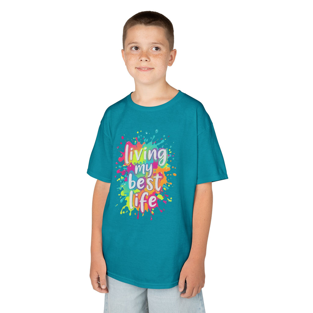 Kids T‑Shirt — "Living My Best Life" Colorful Paint Splash Tee