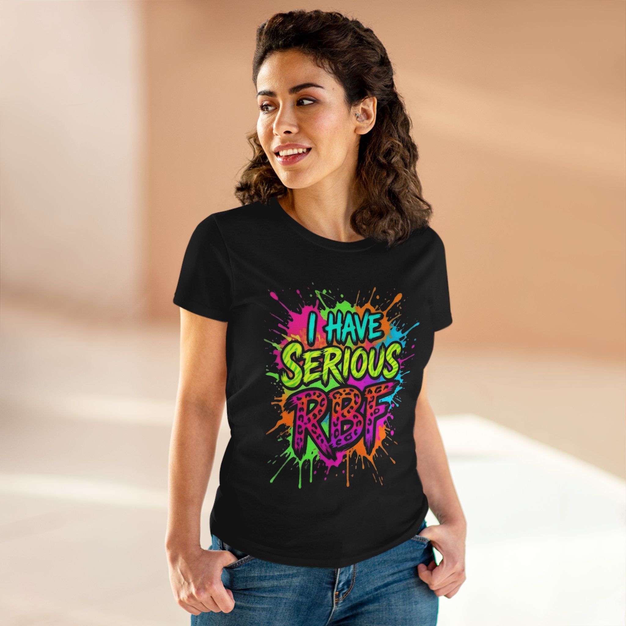I Have Serious RBF Women's Tee — Funny Sarcastic Graphic T-Shirt, Colorful Street Art Design