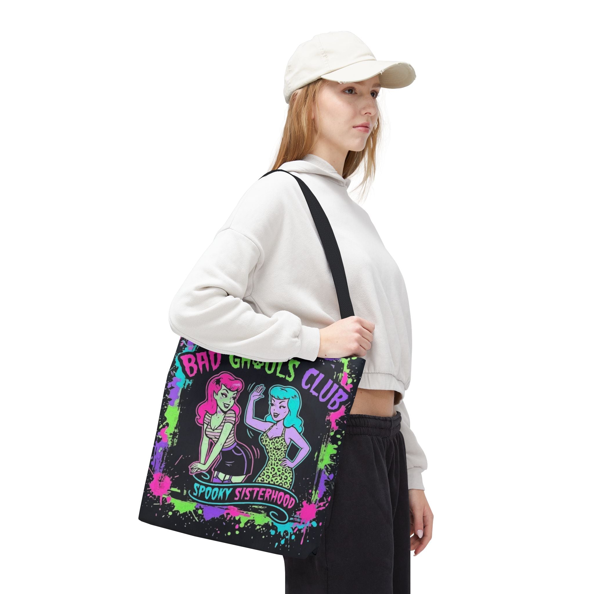 Bad Ghouls Club Tote Bag — Spooky Sisterhood Halloween Canvas Tote