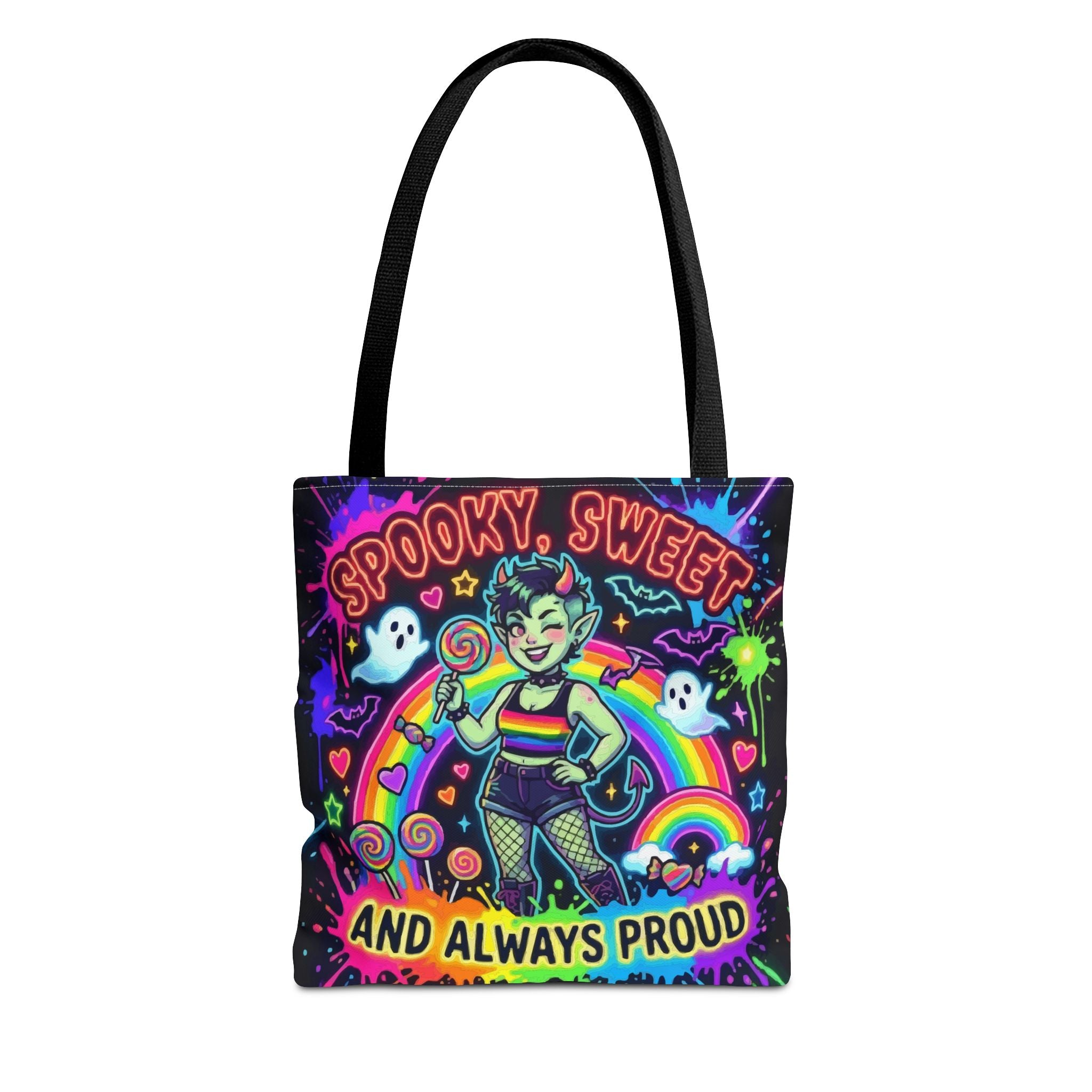 Spooky, Sweet and Always Proud Rainbow Goth Tote Bag