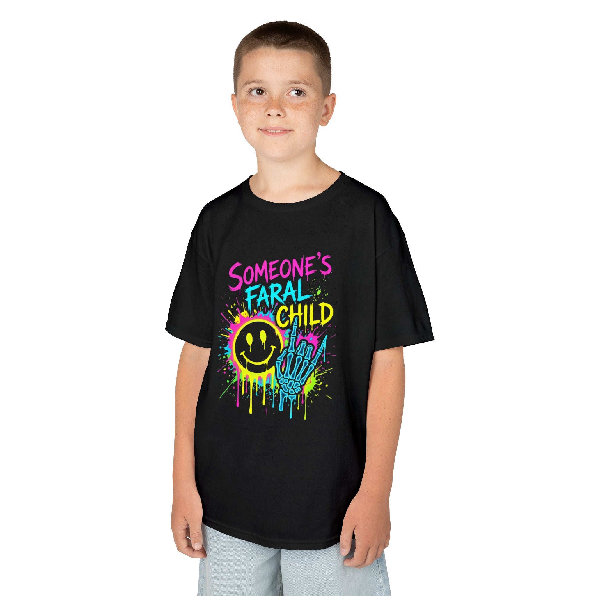 Someone's Faral Child Kids Tee — Colorful Drip Smile Graphic Shirt
