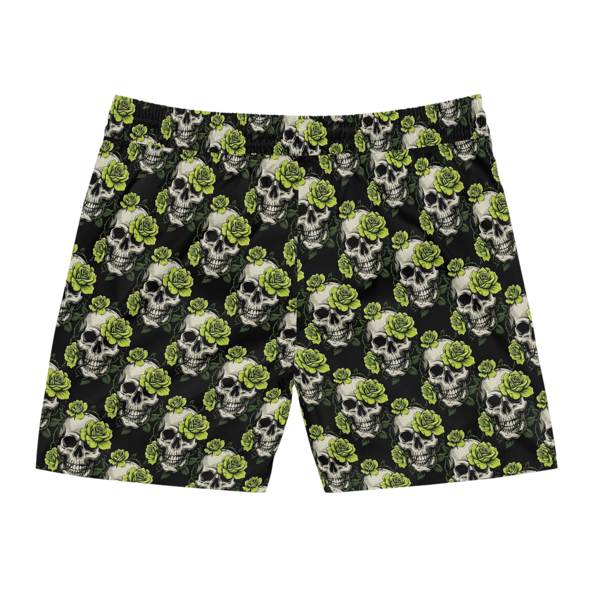 Skull & Lime Rose Swim Shorts — Men's Mid-Length Beach Trunks