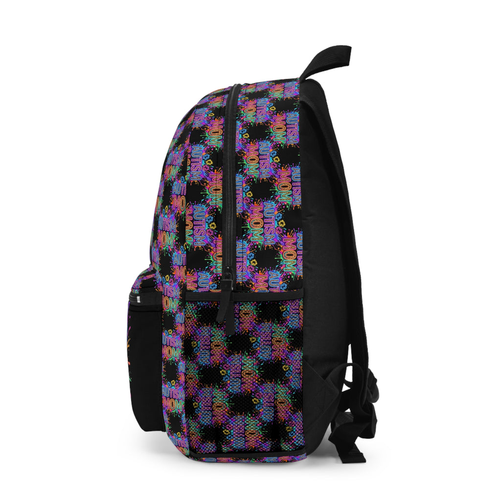 Autism Mom Backpack - Colorful Puzzle Heart Supportive Tote for Moms