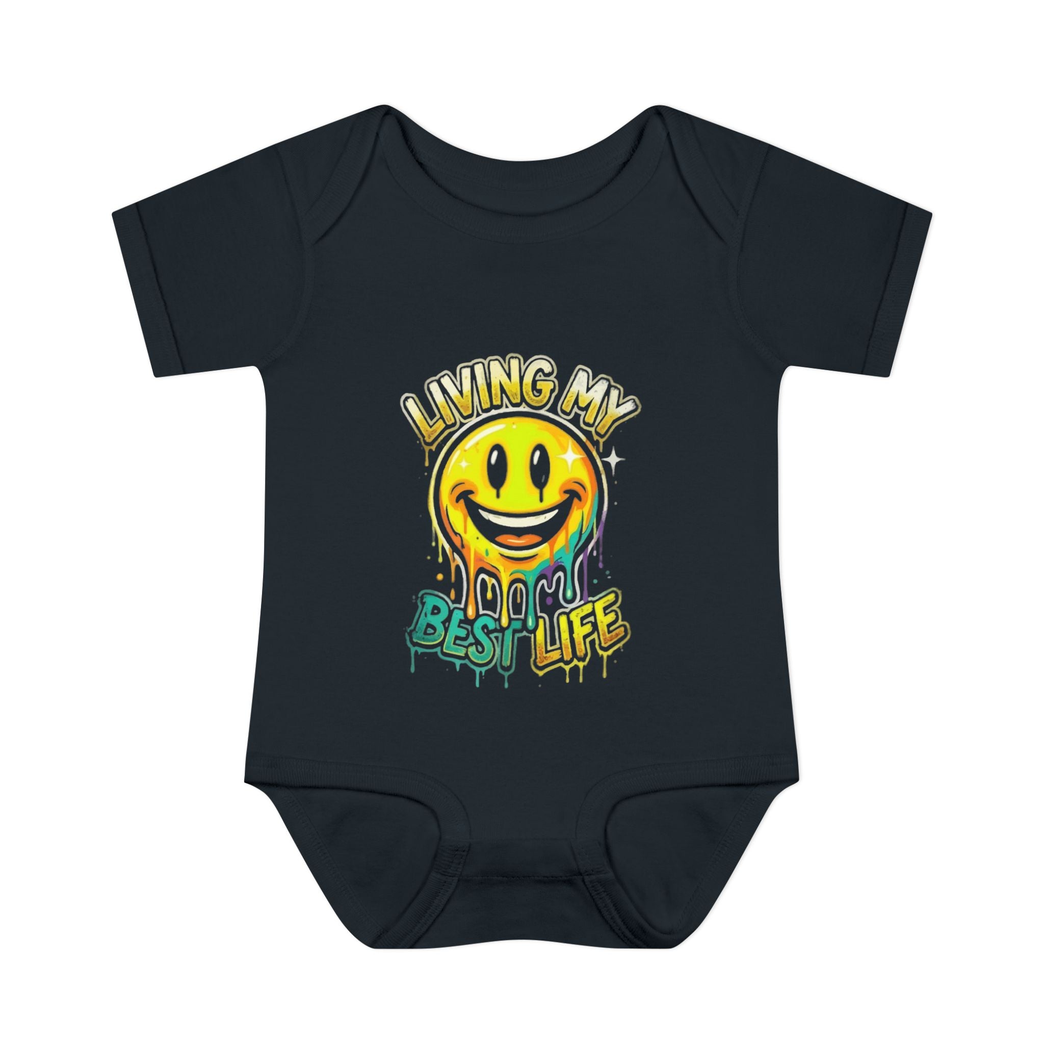 Infant Bodysuit — "Living My Best Life" Smiley Baby Onesie