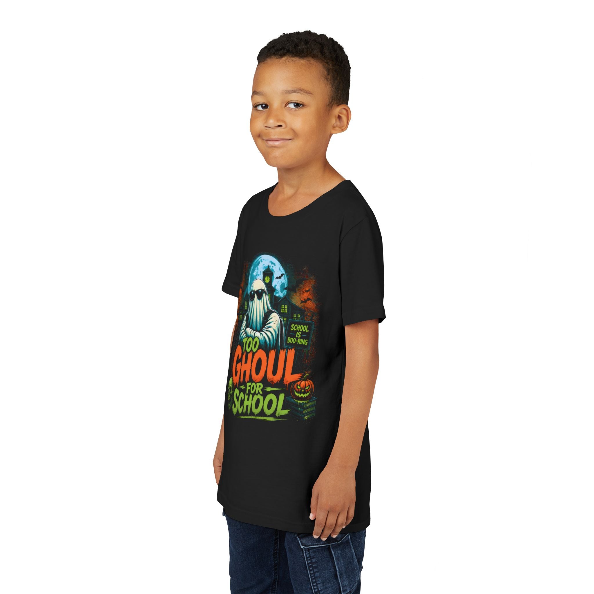 Too Ghoul for School Youth Tee — Halloween Ghost Kids T‑Shirt
