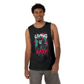 Living Easy Skull Tank Top — Retro Neon Graphic Muscle Shirt