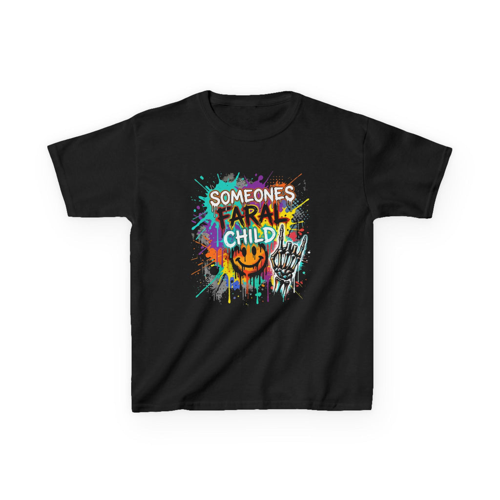 Kids T-Shirt — "Someone's A Frail Child" Colorful Halloween Skull Graphic