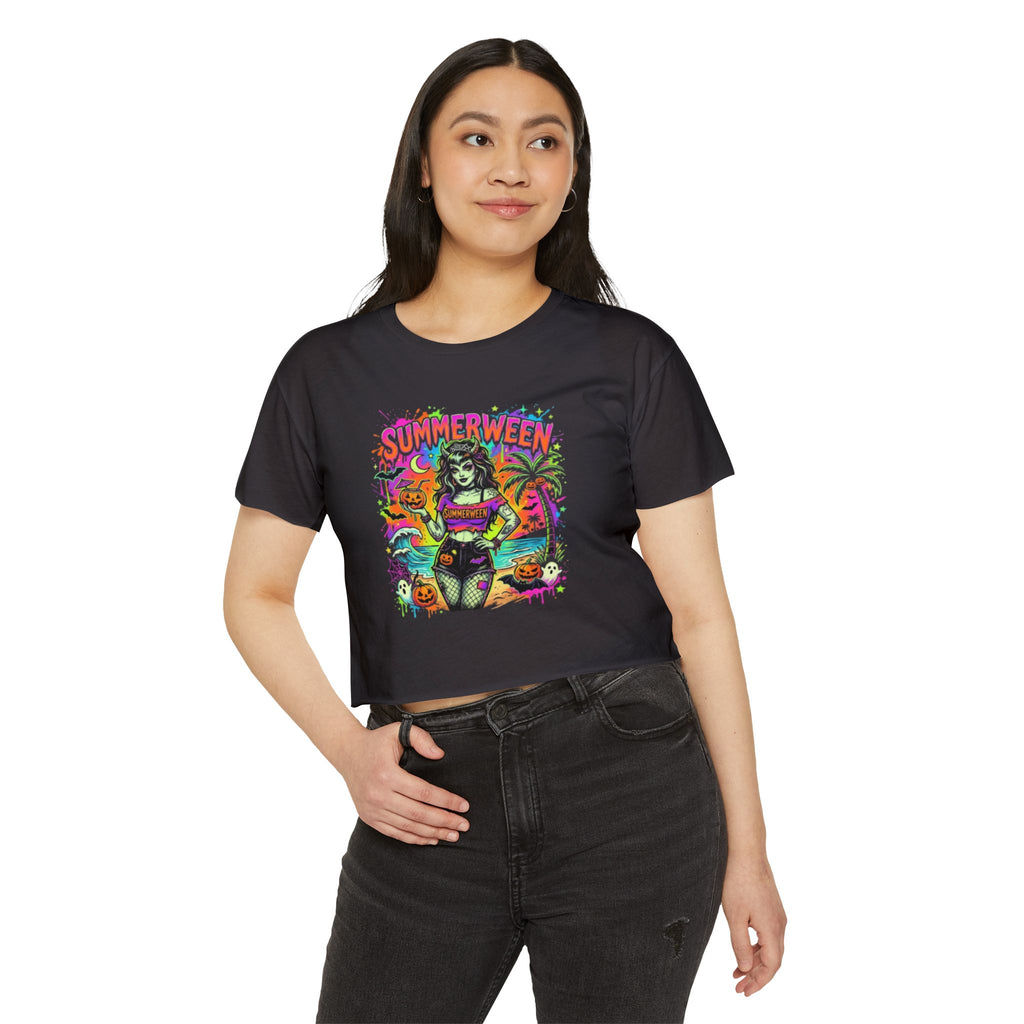 Summerween Crop Top — Neon Halloween Beach Festival Tee