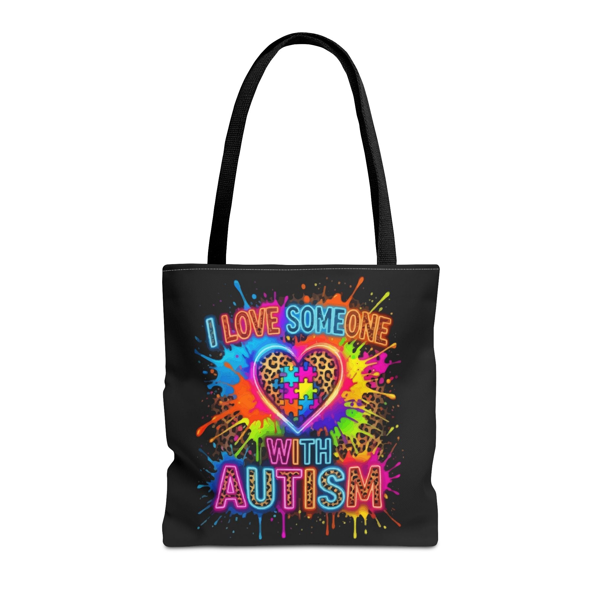 Autism Awareness Tote Bag – "I Love Someone With Autism" Colorful Heart Design