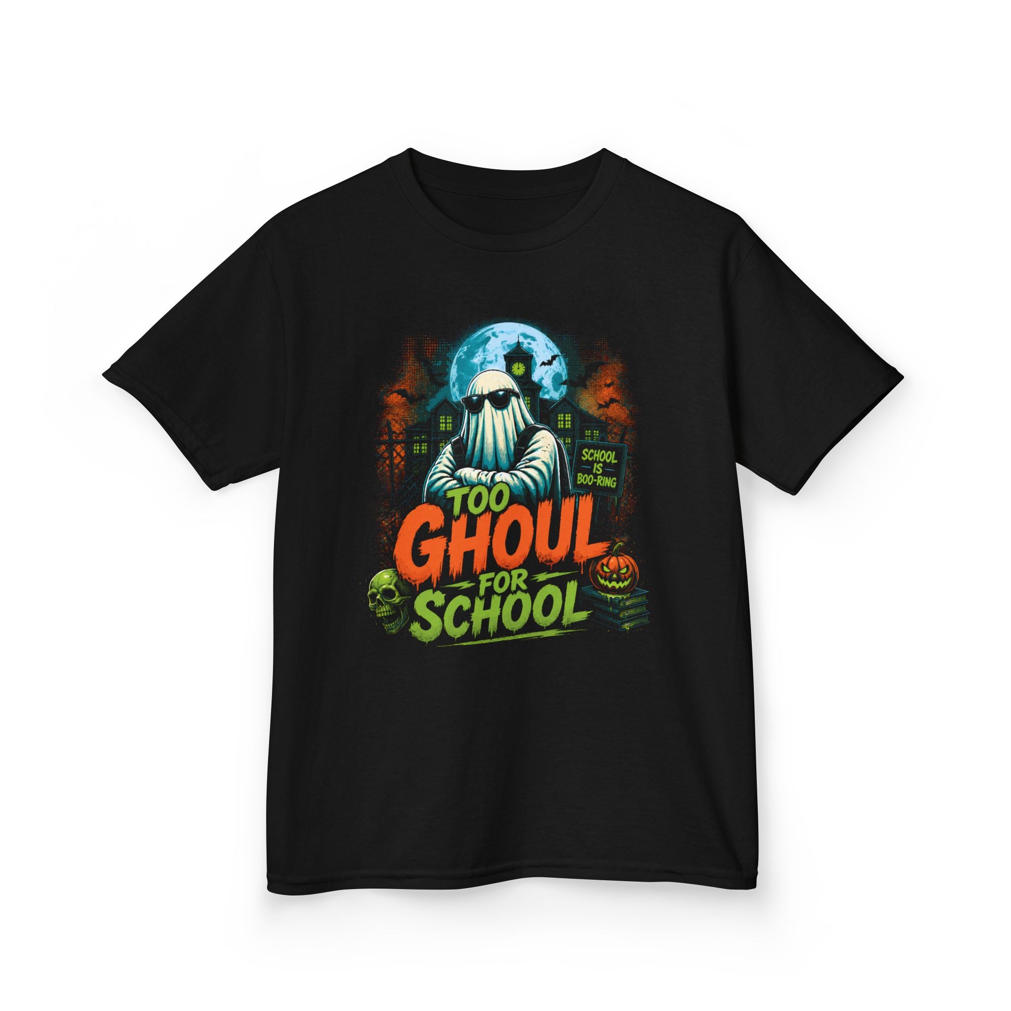 Kids T-Shirt — “Too Ghoul for School” Halloween Ghost Tee
