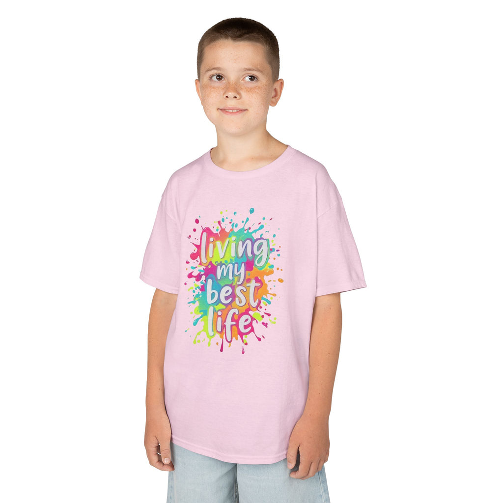 Kids T‑Shirt — "Living My Best Life" Colorful Paint Splash Tee