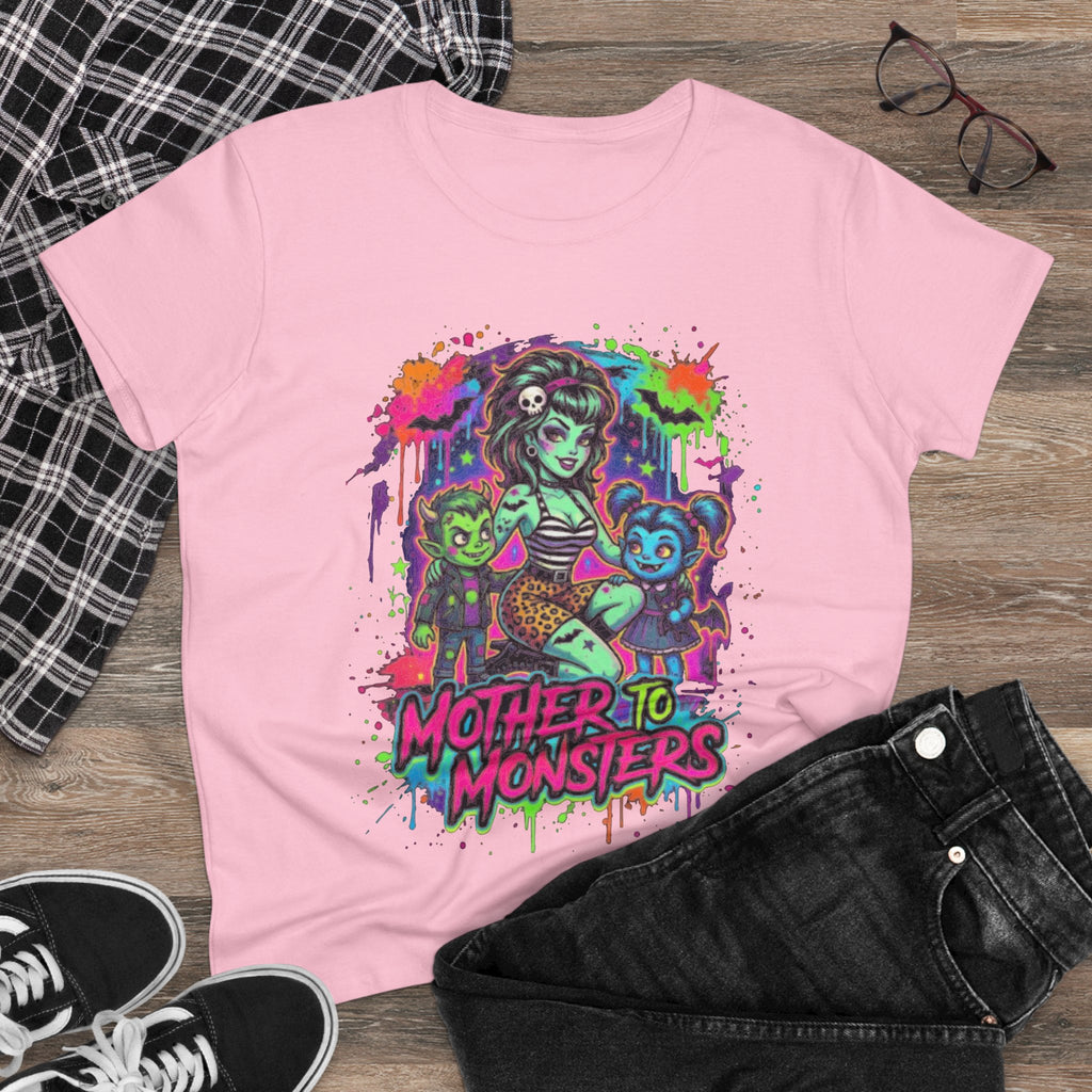 Mother to Monsters Tee — Neon Retro Mom & Kids Halloween Shirt